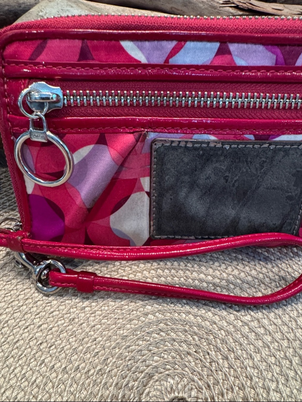 Coach Poppy project Red & Pink Signature Zip Wristlet Wallet - Picture 2 of 5